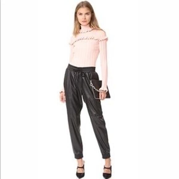Rebecca Taylor Faux Leather Joggers - Picture 1 of 7